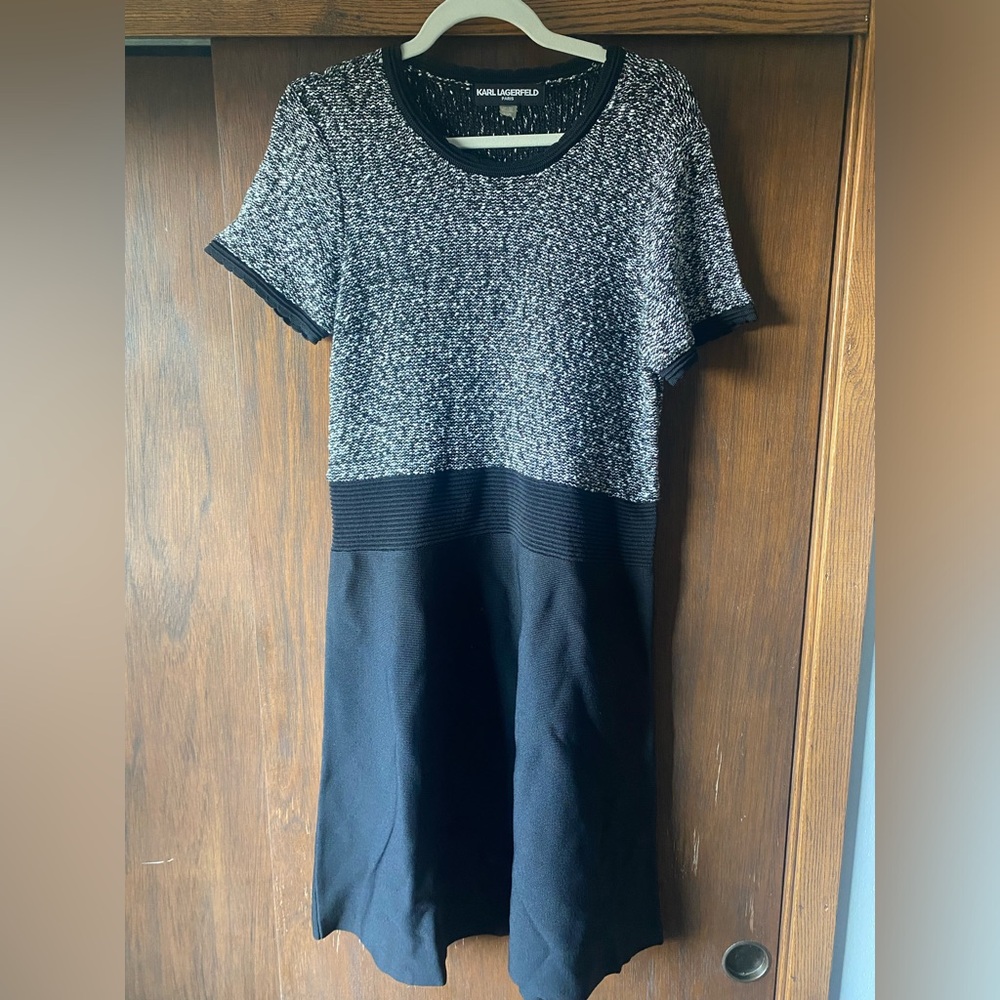 Karl Lagerfeld Black‎ White Sweater Dress Women’s L